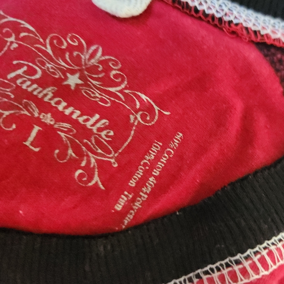 Panhandle Slim Womens Large Red Long Sleeve Tee Studded Western Wild West Top - Picture 10 of 14